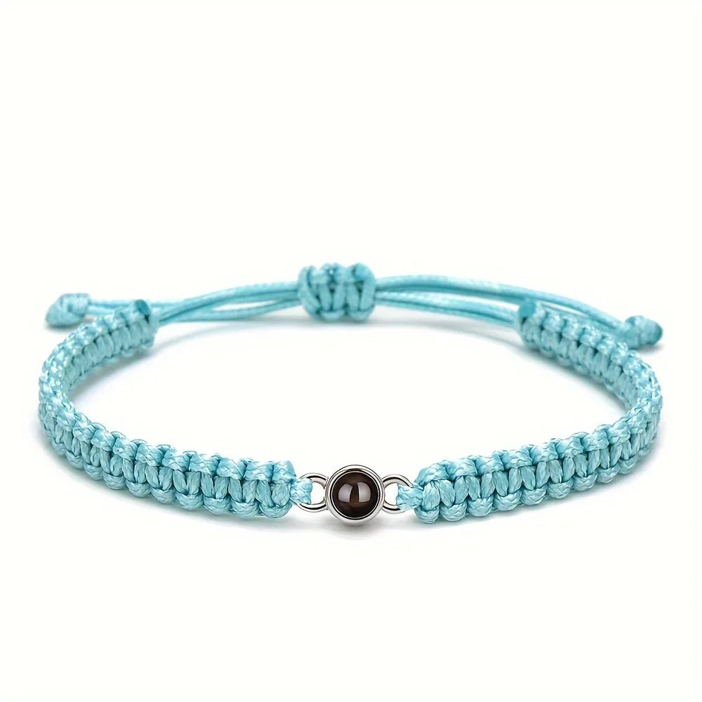 ❤️ Personalisiertes Foto-Projektionsarmband mit geflochtenem Seil – Individuelles Armband mit Bild aus Edelstahl