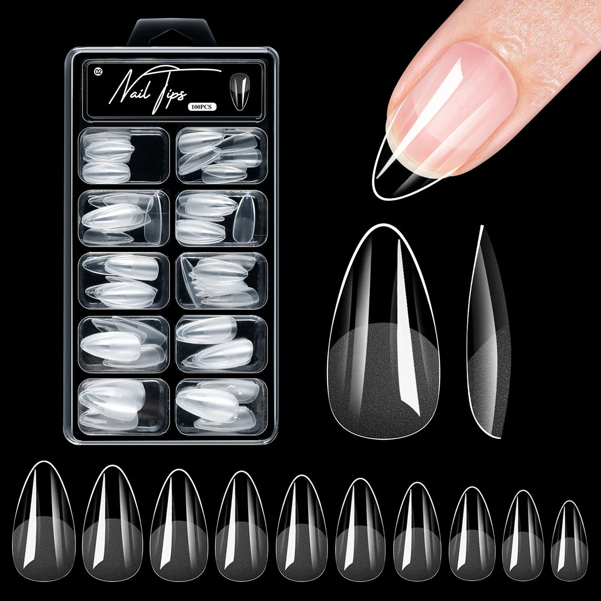 600 Stück Mandel-Nagelspitzen – Weiche Full-Cover-Gelnägel für professionelle & DIY-Maniküre