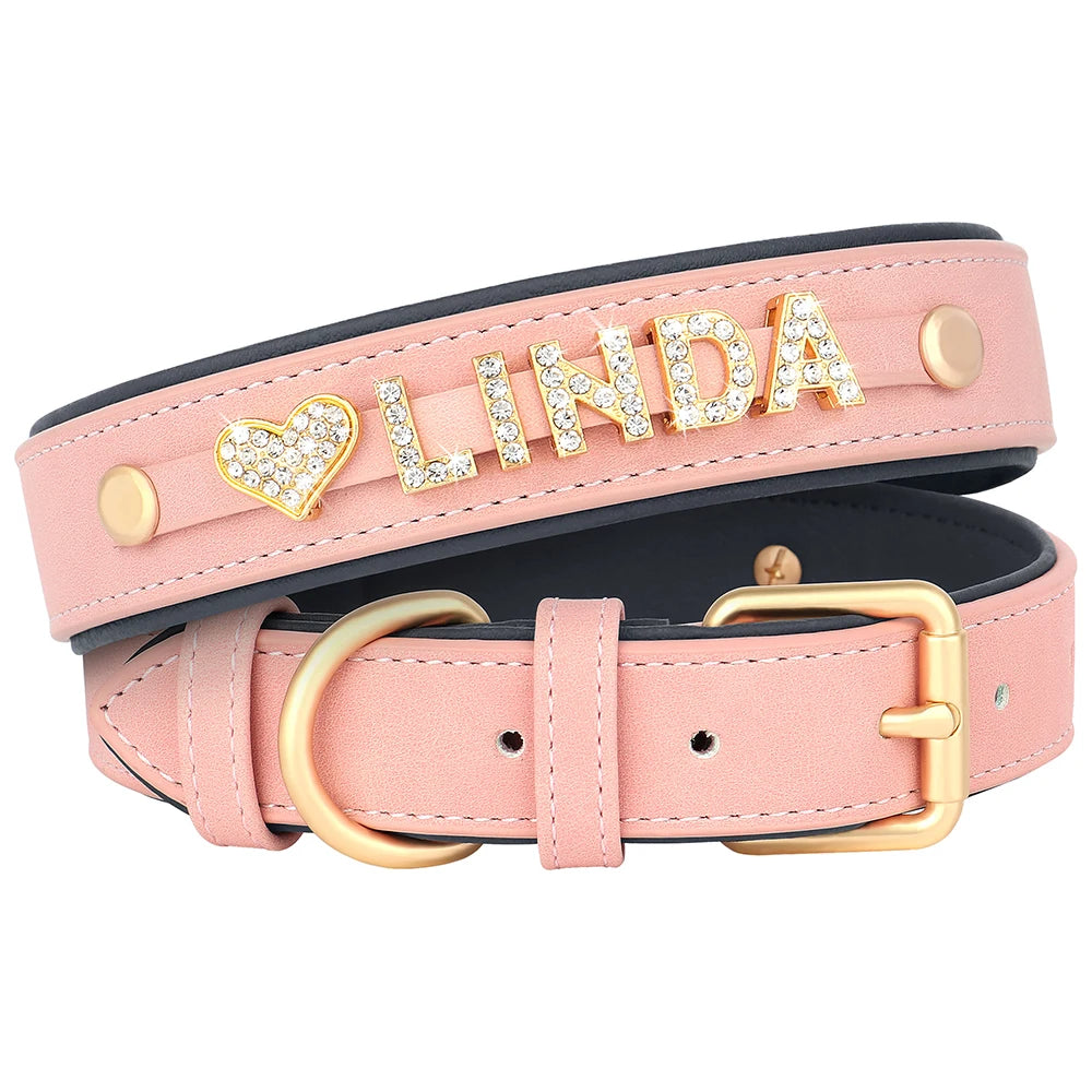 Personalisiertes Leder-Hundehalsband 🐾 Verstellbares Halsband mit Namensanhänger für kleine & mittelgroße Hunde