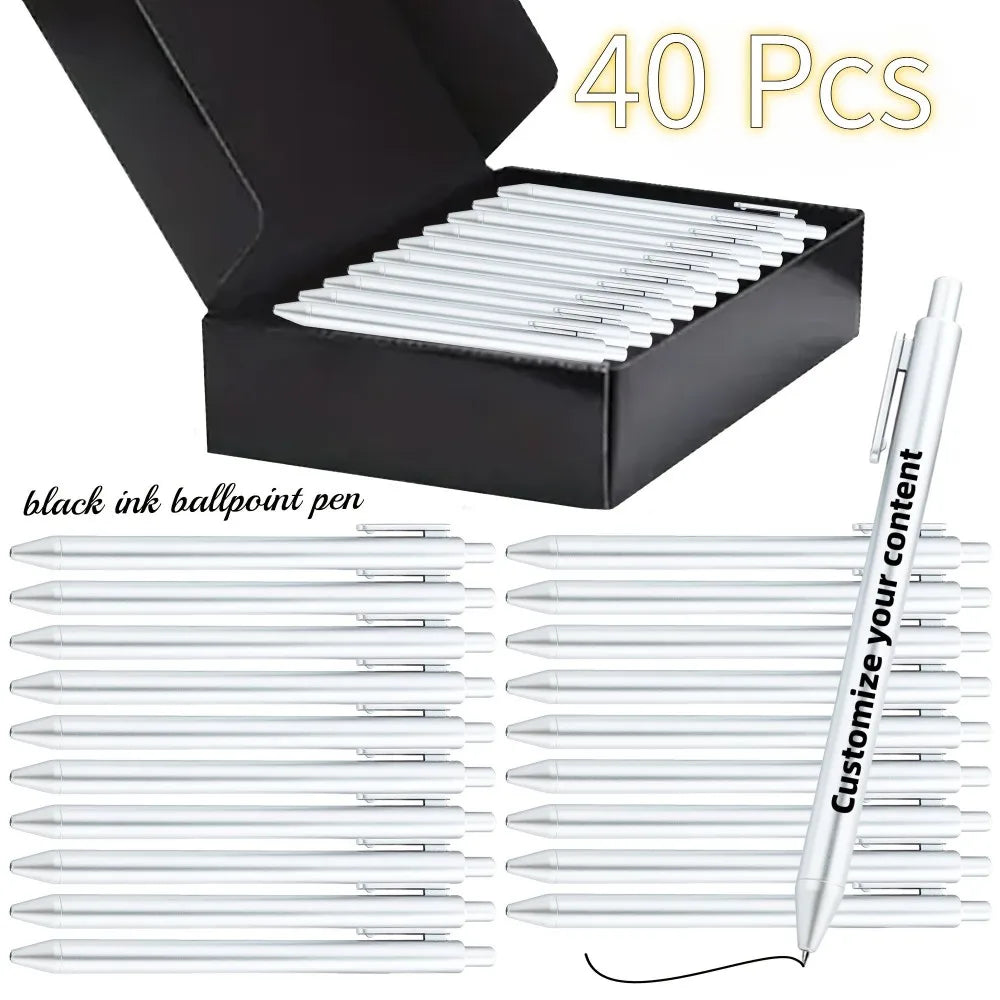 🖊️ Personalisiertes Luxus Kugelschreiber Set mit Gravur – 🎁 Schwarze Geschenkbox & Lasergravur – ✨ Business Geschenk 10 / 40 Stück