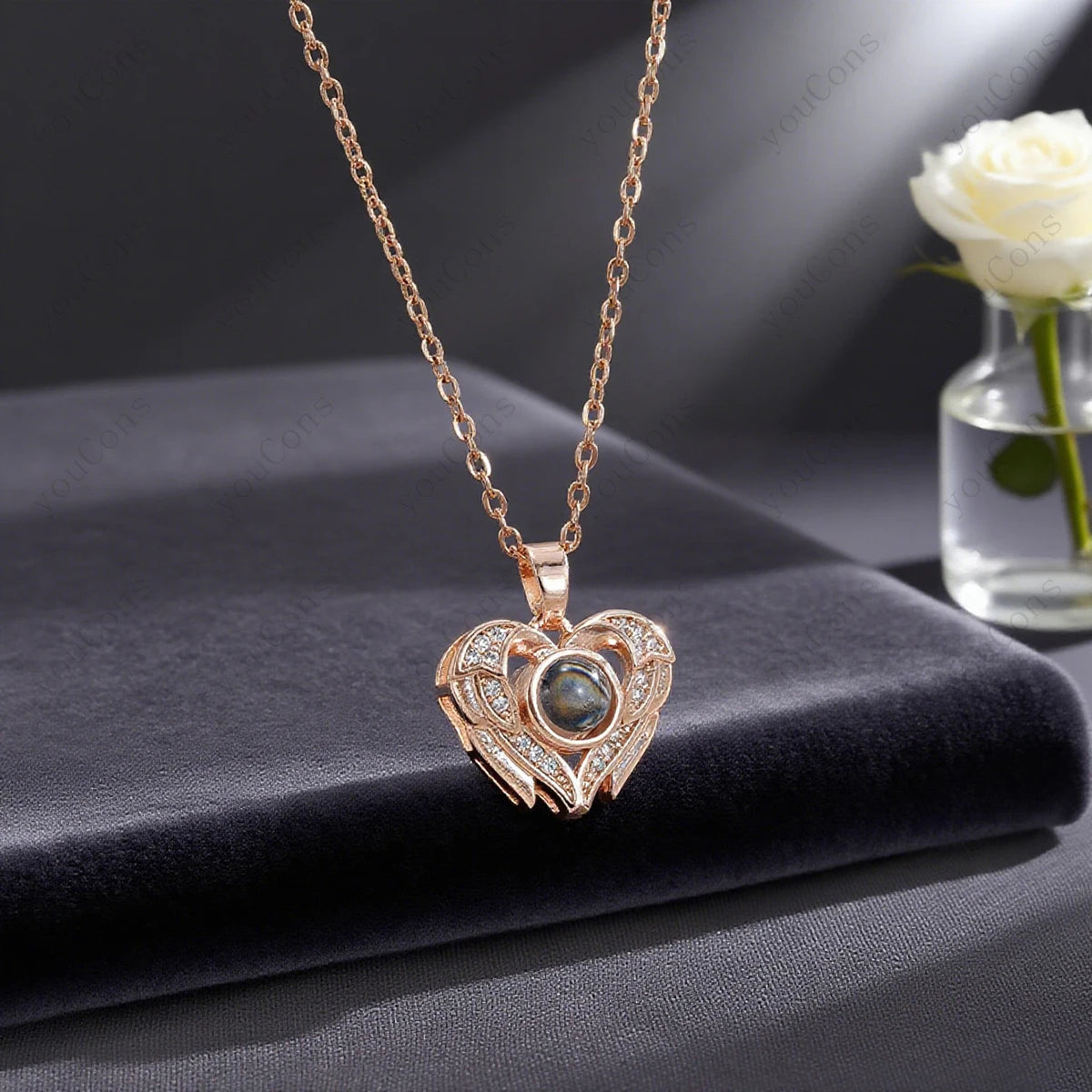 ❤️ Personalisierte Foto Projektions Halskette mit eigenem Bild – Edelstahl Kette für Damen in verschiedenen Designs