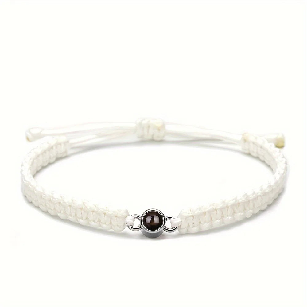 ❤️ Personalisiertes Foto-Projektionsarmband mit geflochtenem Seil – Individuelles Armband mit Bild aus Edelstahl