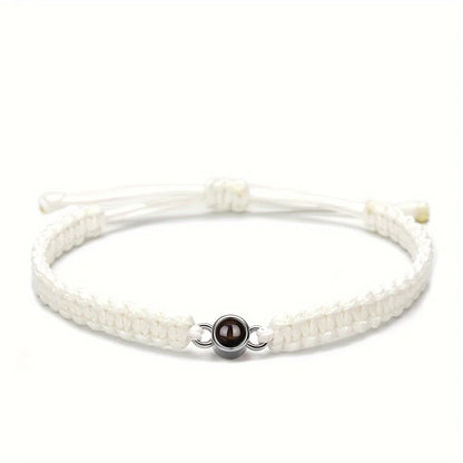 ❤️ Personalisiertes Foto-Projektionsarmband mit geflochtenem Seil – Individuelles Armband mit Bild aus Edelstahl