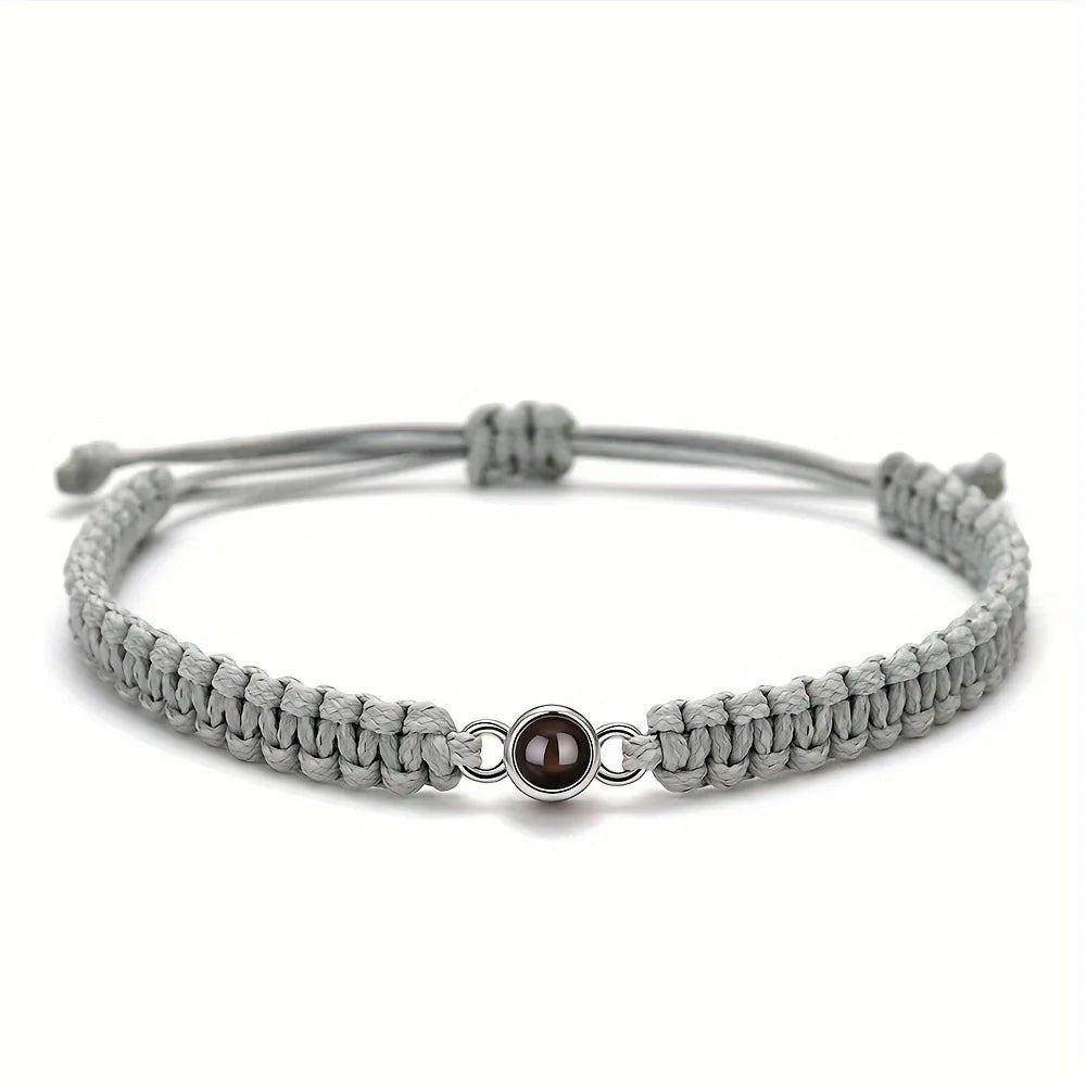 ❤️ Personalisiertes Foto-Projektionsarmband mit geflochtenem Seil – Individuelles Armband mit Bild aus Edelstahl