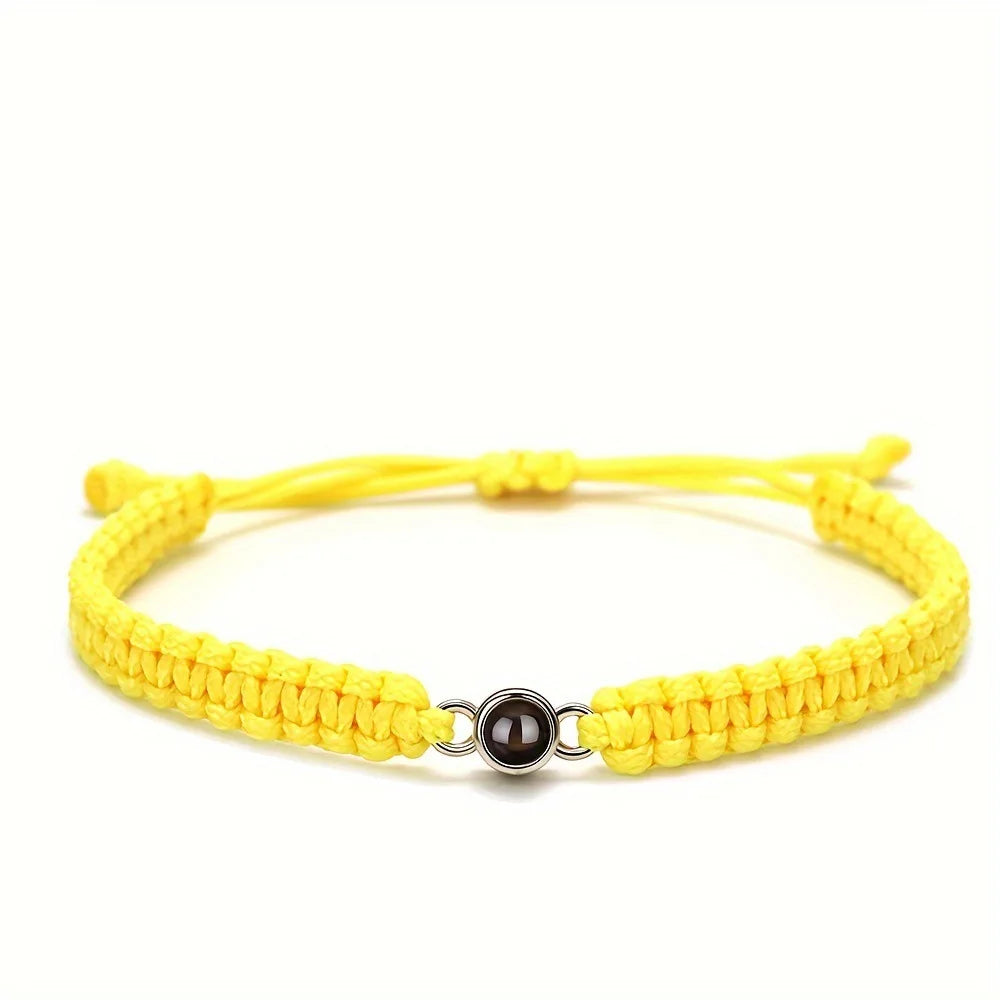 ❤️ Personalisiertes Foto-Projektionsarmband mit geflochtenem Seil – Individuelles Armband mit Bild aus Edelstahl