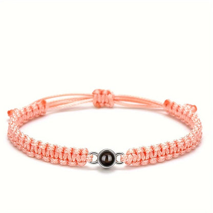 ❤️ Personalisiertes Foto-Projektionsarmband mit geflochtenem Seil – Individuelles Armband mit Bild aus Edelstahl
