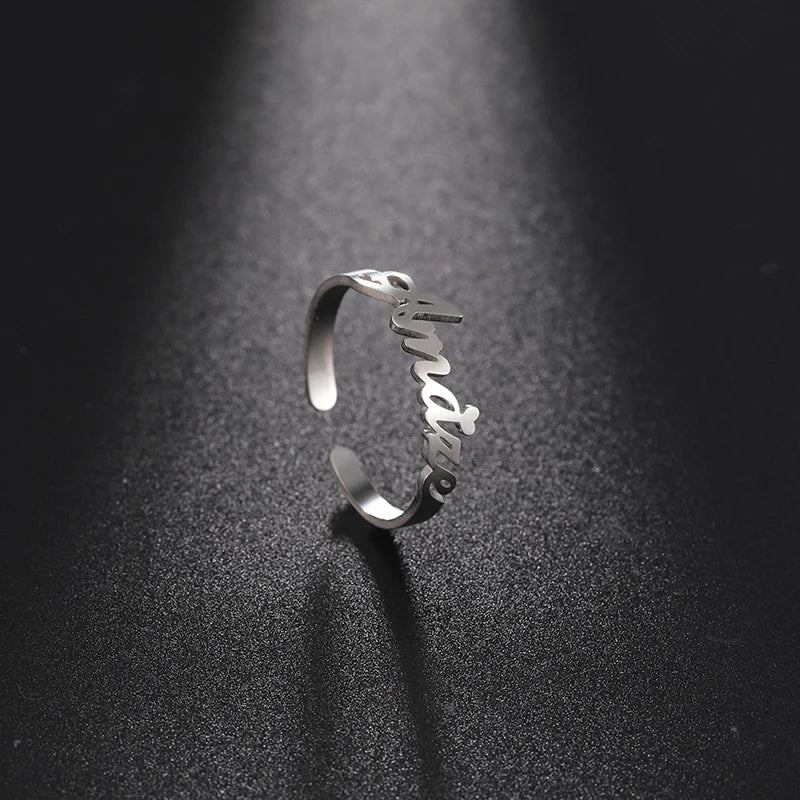 ❤️ Personalisierter Namensring aus Edelstahl – Verstellbarer Ring mit Wunschnamen für Damen & Herren