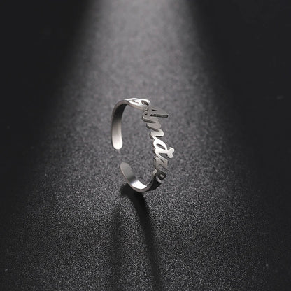 ❤️ Personalisierter Namensring aus Edelstahl – Verstellbarer Ring mit Wunschnamen für Damen & Herren