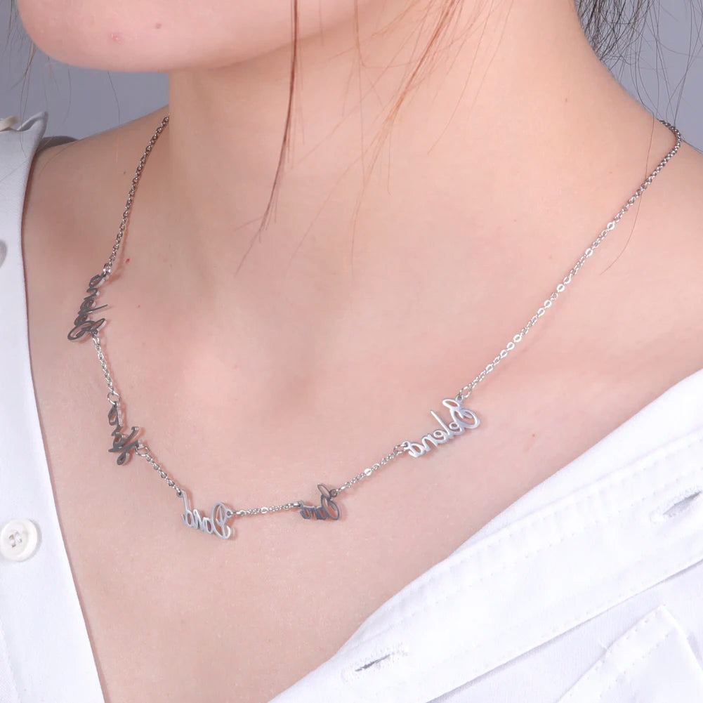 ❤️ Personalisierte Familienkette mit mehreren Namen aus Edelstahl – Individuelle Namenskette für Damen