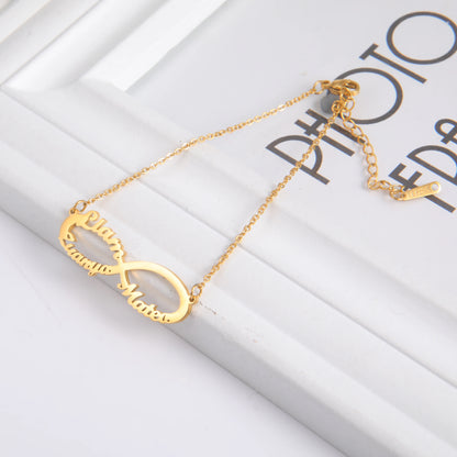 💖 Personalisiertes Unendlichkeitsarmband mit Namen – ♾️ Edelstahl Namensarmband für Damen – 🎁 Familienarmband & Geschenk für Mama