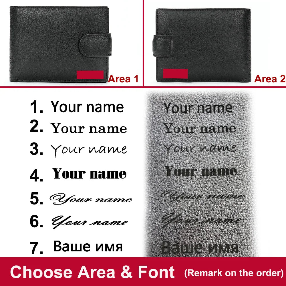 Personalisierte Herren-Geldbörse aus echtem Rindsleder 🖤 Mit Namensgravur, Kartenfach & Münzfach