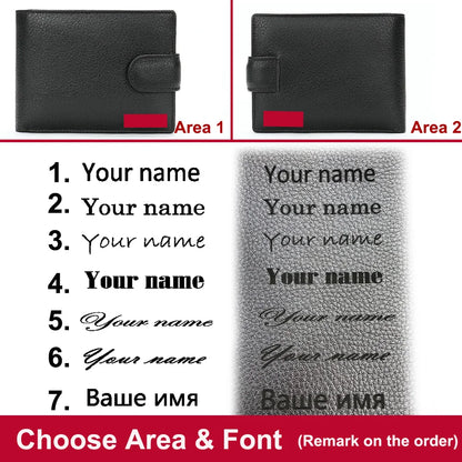 Personalisierte Herren-Geldbörse aus echtem Rindsleder 🖤 Mit Namensgravur, Kartenfach & Münzfach