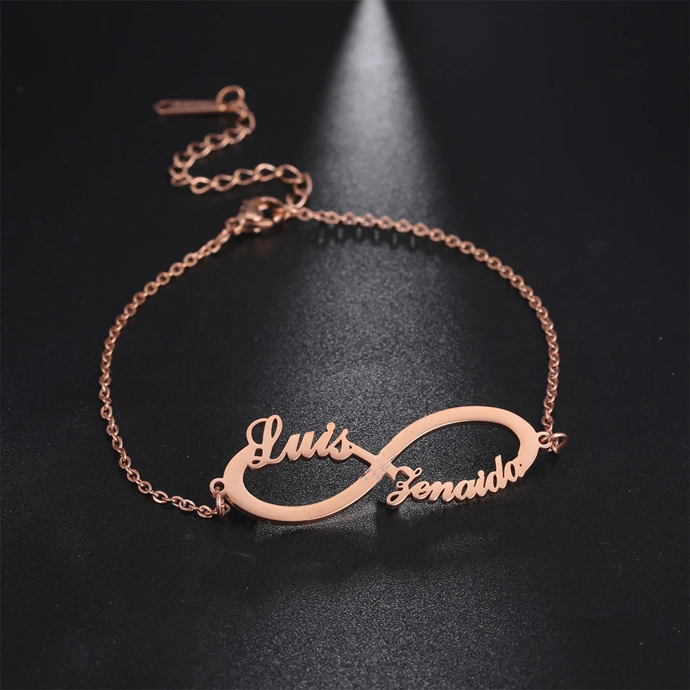 💖 Personalisiertes Unendlichkeitsarmband mit Namen – ♾️ Edelstahl Namensarmband für Damen – 🎁 Familienarmband & Geschenk für Mama
