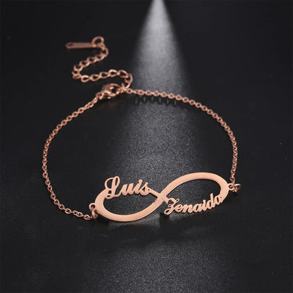 💖 Personalisiertes Unendlichkeitsarmband mit Namen – ♾️ Edelstahl Namensarmband für Damen – 🎁 Familienarmband & Geschenk für Mama