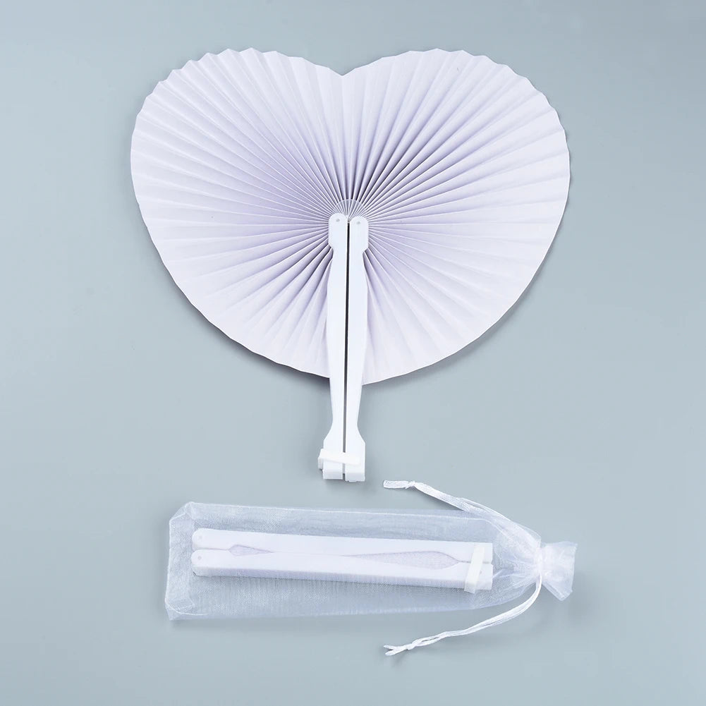 💍 Personalisierte Hochzeits Papierfächer Herz Design – 🤍 Weiße Fächer als Gastgeschenke Hochzeit – 🎁 Individuelle Party & Verlobung Deko