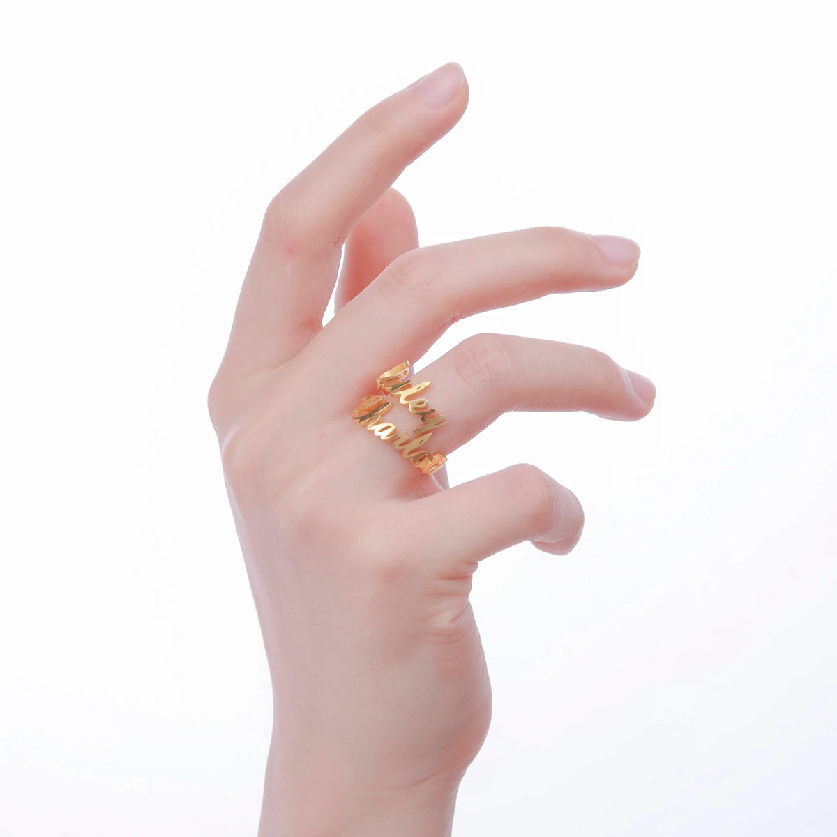❤️ Personalisierter Doppel-Namensring aus Edelstahl – Verstellbarer Ring mit zwei Wunschnamen für Damen