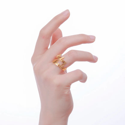 ❤️ Personalisierter Doppel-Namensring aus Edelstahl – Verstellbarer Ring mit zwei Wunschnamen für Damen