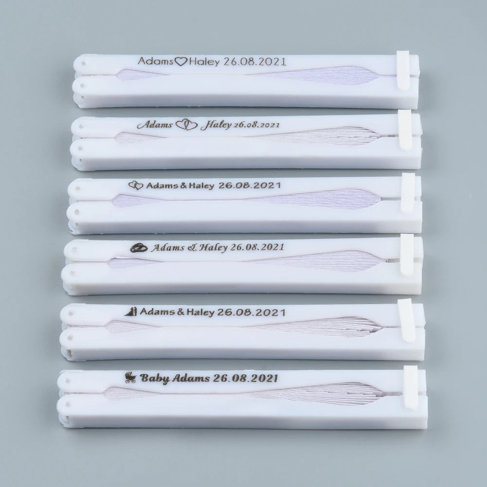 💍 Personalisierte Hochzeits Papierfächer Herz Design – 🤍 Weiße Fächer als Gastgeschenke Hochzeit – 🎁 Individuelle Party & Verlobung Deko