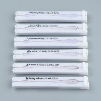 💍 Personalisierte Hochzeits Papierfächer Herz Design – 🤍 Weiße Fächer als Gastgeschenke Hochzeit – 🎁 Individuelle Party & Verlobung Deko