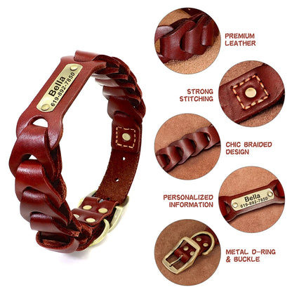🐶 Personalisiertes Leder-Hundehalsband mit Namensgravur – Verstellbar & robust