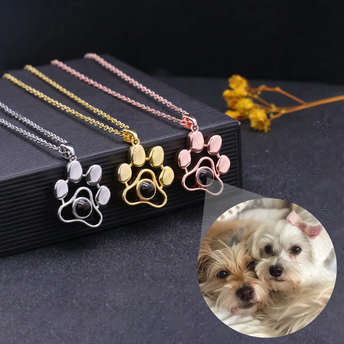 ❤️ Personalisierte Foto Projektions Halskette mit eigenem Bild – Edelstahl Halskette für Damen in verschiedenen Designs
