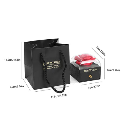 ❤️ Personalisierte Foto Projektions Halskette mit eigenem Bild – Herz Anhänger aus Edelstahl mit schwarzer Rosen Geschenkbox für Damen