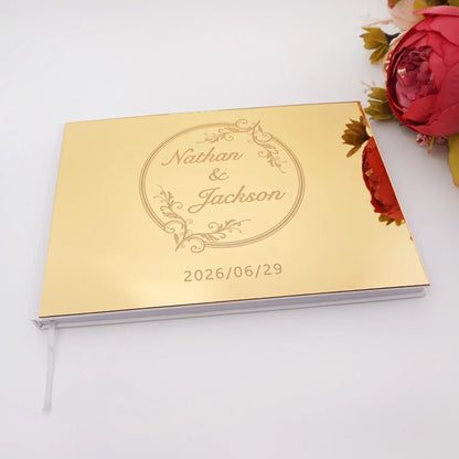 Personalisiertes Hochzeits-Gästebuch 25×18 cm – Acryl-Einband, Wunschbuch, Verlobung