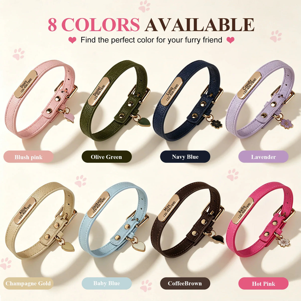 Personalisiertes weiches PU-Leder-Hundehalsband mit Namensgravur und Anhänger für kleine Hunde und Katzen
