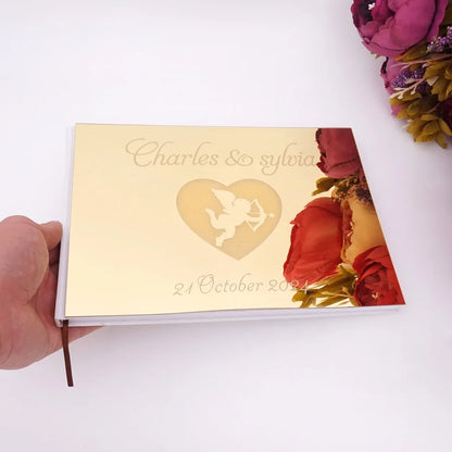 Personalisiertes Hochzeits-Gästebuch 25×18 cm – Acryl-Einband, Wunschbuch, Verlobung
