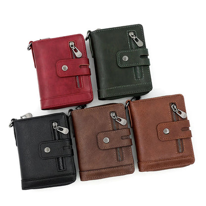 Personalisierte Herren-Geldbörse mit Namensgravur 🖤 Vintage Portemonnaie aus Kunstleder mit Münz- & Fotofach