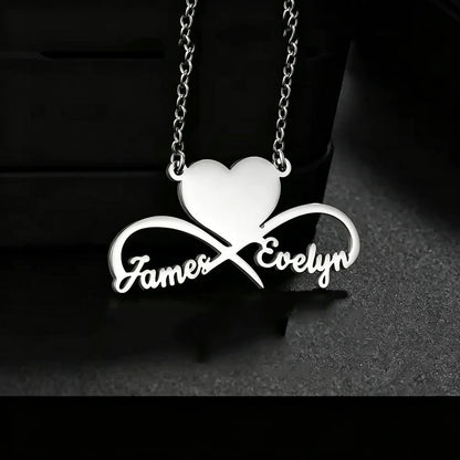 ❤️ Personalisierte Infinity Doppel-Namenskette aus Edelstahl – Individuelle Partnerkette mit zwei Namen