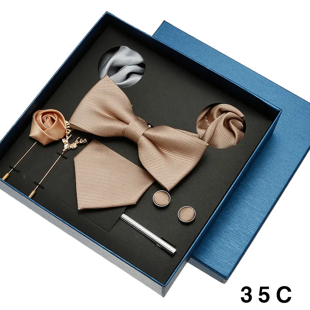 👔 Krawatte Set Herren mit Einstecktuch & Manschettenknöpfen – 🎁 Elegante Krawatte für Hochzeit & Business – ✨ Geschenkset für Männer