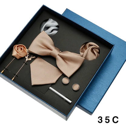 👔 Krawatte Set Herren mit Einstecktuch & Manschettenknöpfen – 🎁 Elegante Krawatte für Hochzeit & Business – ✨ Geschenkset für Männer