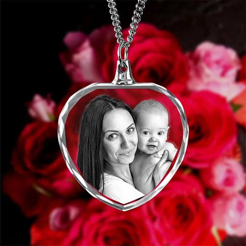 ✨ Personalisiertes 3D-Kristallfoto als Herz-Halskette – Individuelle Foto-Halskette für Frauen & Männer