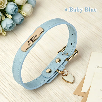 Personalisiertes Hundehalsband aus PU-Leder 🐶 Weiches Halsband mit Namensgravur für Hunde & Katzen