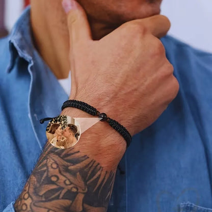❤️ Personalisiertes Foto-Projektionsarmband mit geflochtenem Seil – Individuelles Armband mit Bild aus Edelstahl