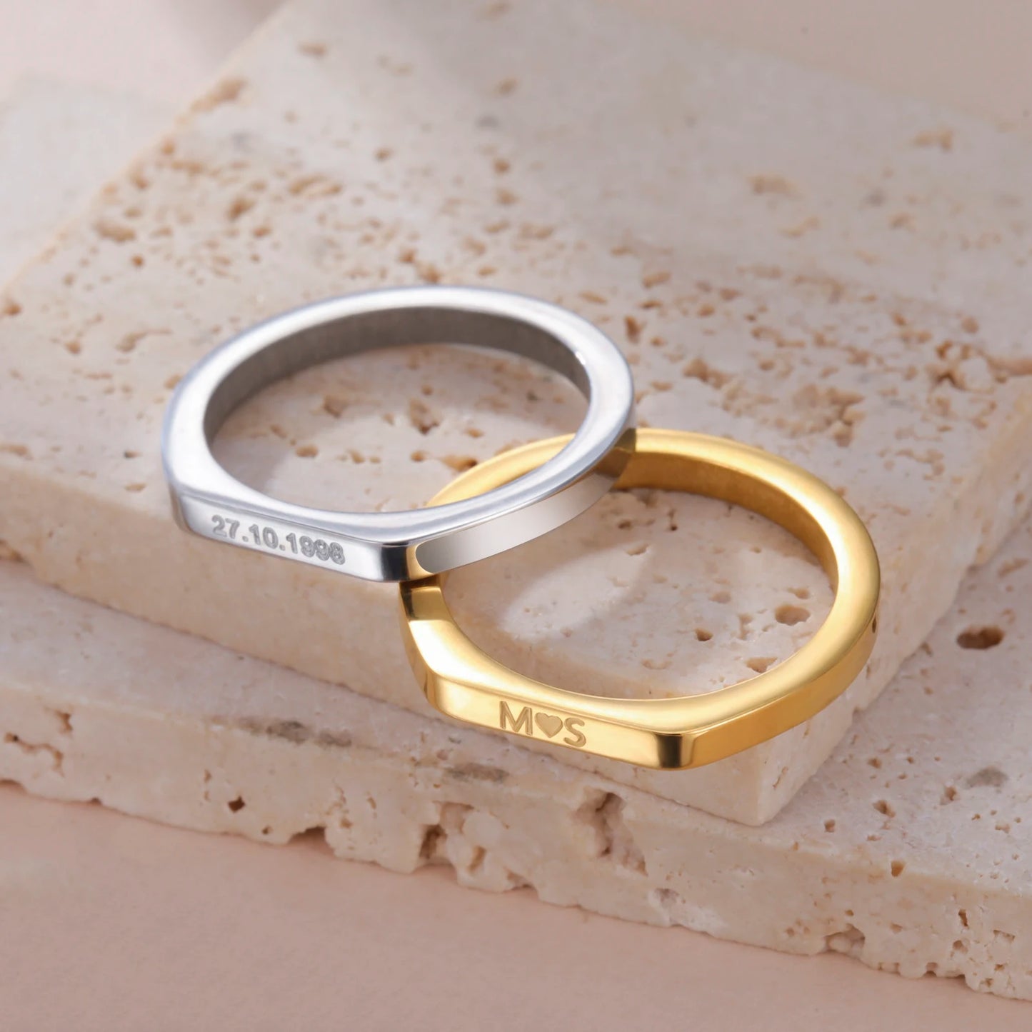 💍 Personalisierte Partnerringe mit Gravur – ❤️ Edelstahl Ringe mit Namen für Paare – 🎁 Verlobungsring, Ehering & Geschenk für Verliebte
