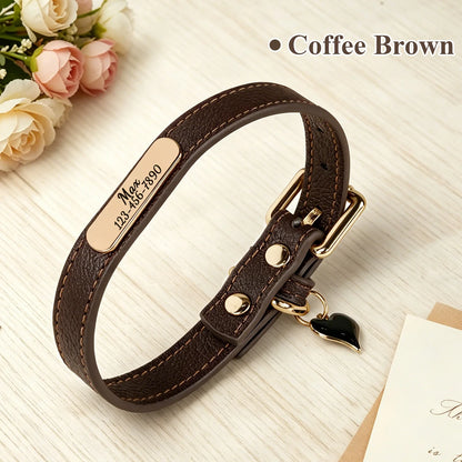 Personalisiertes Hundehalsband aus PU-Leder 🐶 Weiches Halsband mit Namensgravur für Hunde & Katzen