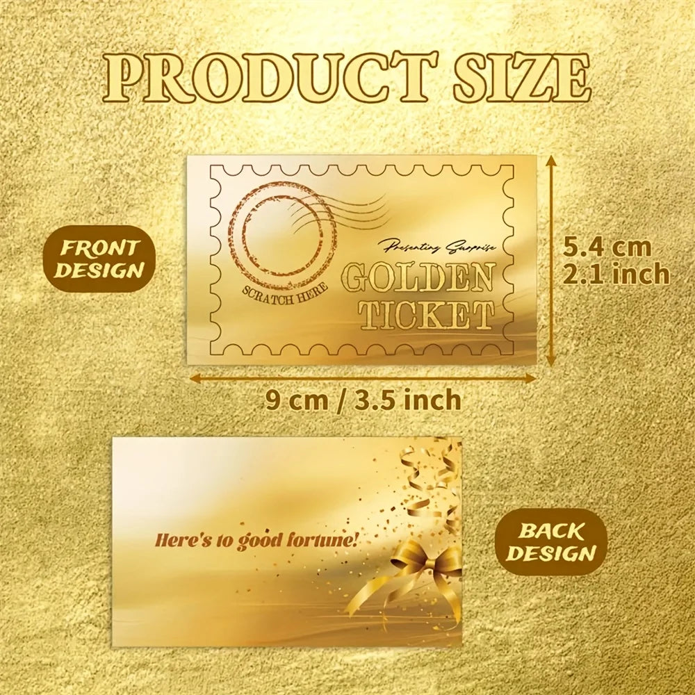 ✨ Rubbelkarten Überraschungs-Tickets – 12 Stück Golden Ticket Scratch-Off Karten für Geschenke & Partys