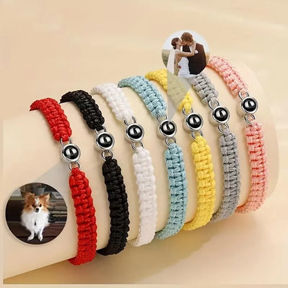 ❤️ Personalisiertes Foto-Projektionsarmband mit geflochtenem Seil – Individuelles Armband mit Bild aus Edelstahl