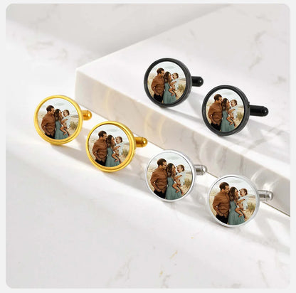 📸 Personalisierte Foto Manschettenknöpfe (2er Set) – 👔 Manschettenknöpfe mit eigenem Bild – 🎁 Hochzeitsgeschenk für Bräutigam & Trauzeuge