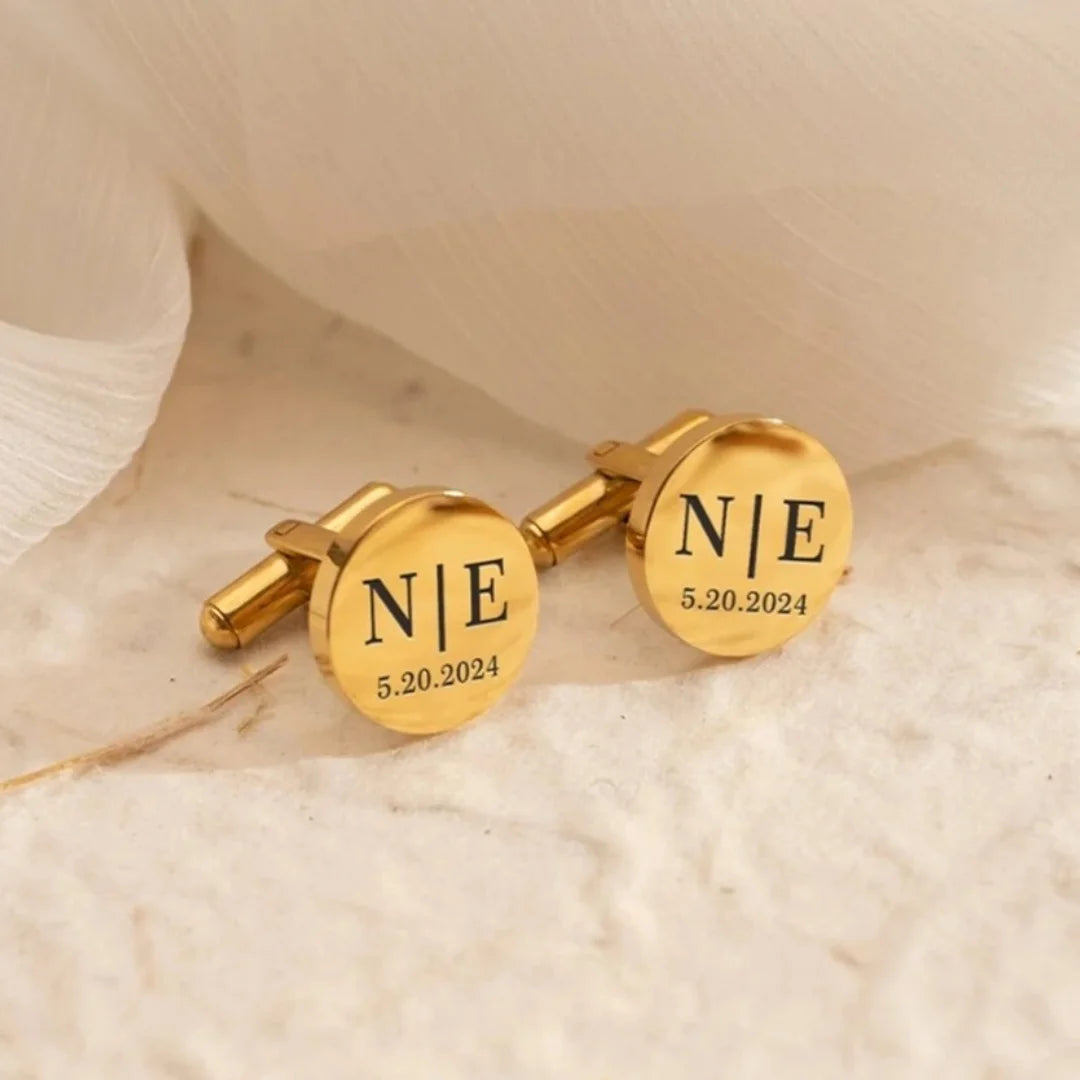 ✨ Personalisierte Manschettenknöpfe – Edelstahl mit Gravur für Hochzeit, Bräutigam & stilvolle Herren