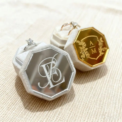 ✨ Personalisierte Samt-Ringbox mit Acryl-Topper – Elegante Ringbox für Verlobung & Hochzeit