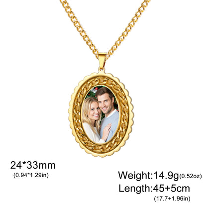 Personalisierte Halskette mit Foto 💕 Individueller Foto-Anhänger aus Edelstahl in Gold, Silber oder Schwarz
