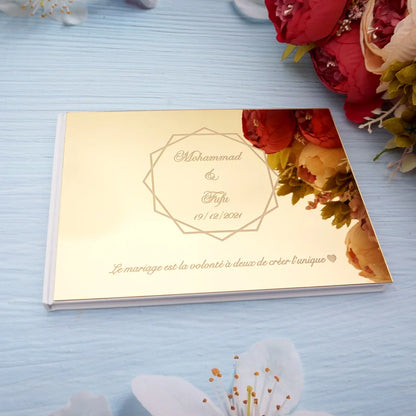 Personalisiertes Hochzeits-Gästebuch 25×18 cm – Acryl-Einband, Wunschbuch, Verlobung