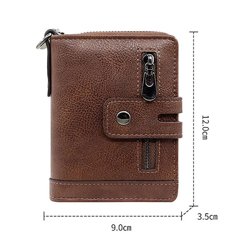 Personalisierte Herren-Geldbörse mit Namensgravur 🖤 Vintage Portemonnaie aus Kunstleder mit Münz- & Fotofach
