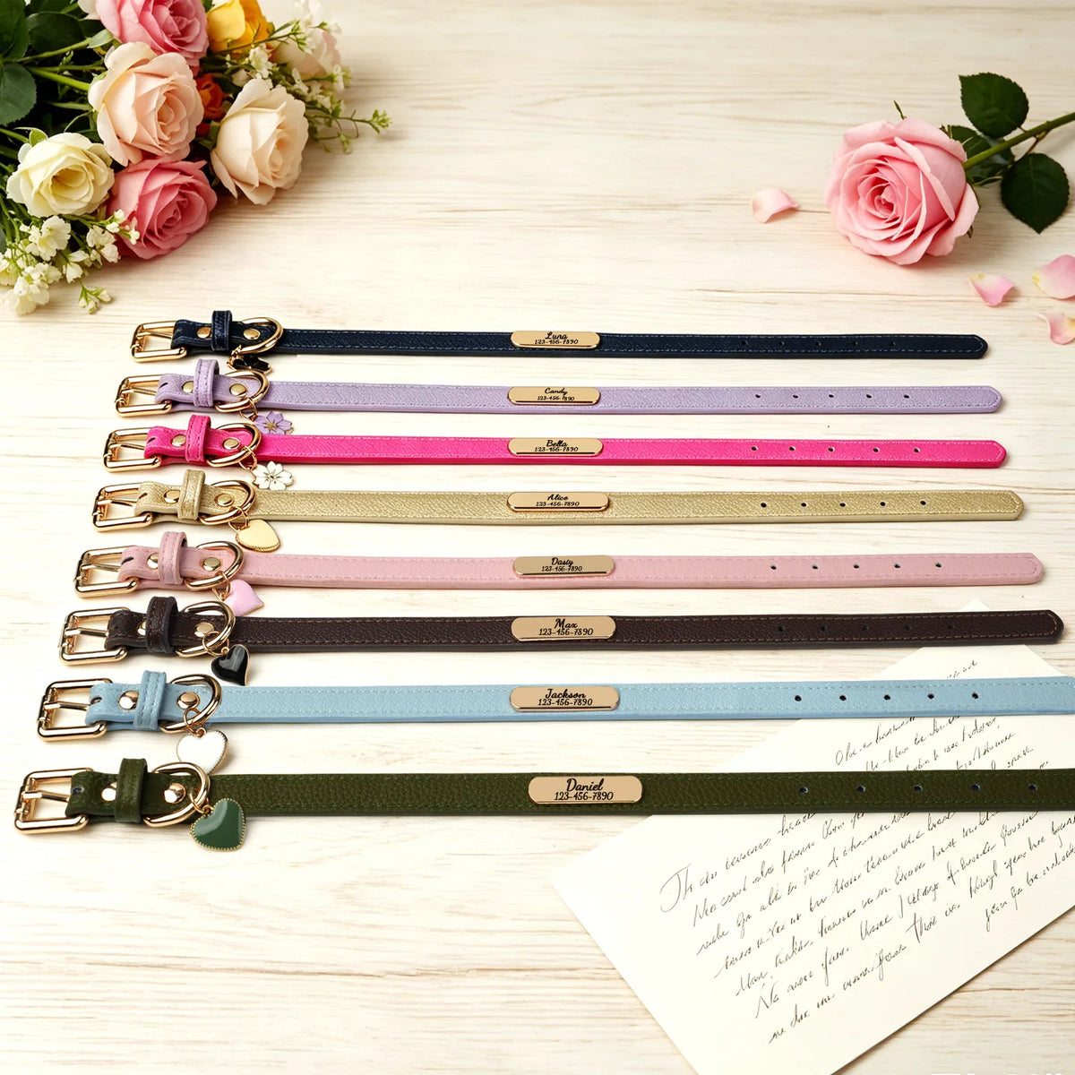 Personalisiertes Hundehalsband aus PU-Leder 🐶 Weiches Halsband mit Namensgravur für Hunde & Katzen