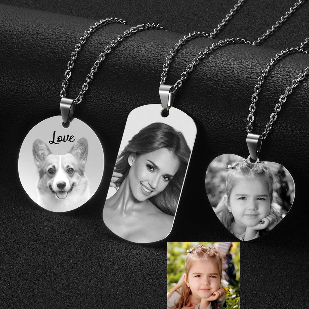 ✨ Personalisierte Foto Halskette Herz – Gravur Kette mit Bild & Name aus Edelstahl für Damen