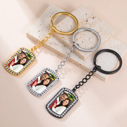 ❤️ Personalisierter Foto- & Logo-Schlüsselanhänger aus Edelstahl – Individueller Schlüsselanhänger mit Bild oder Firmenlogo