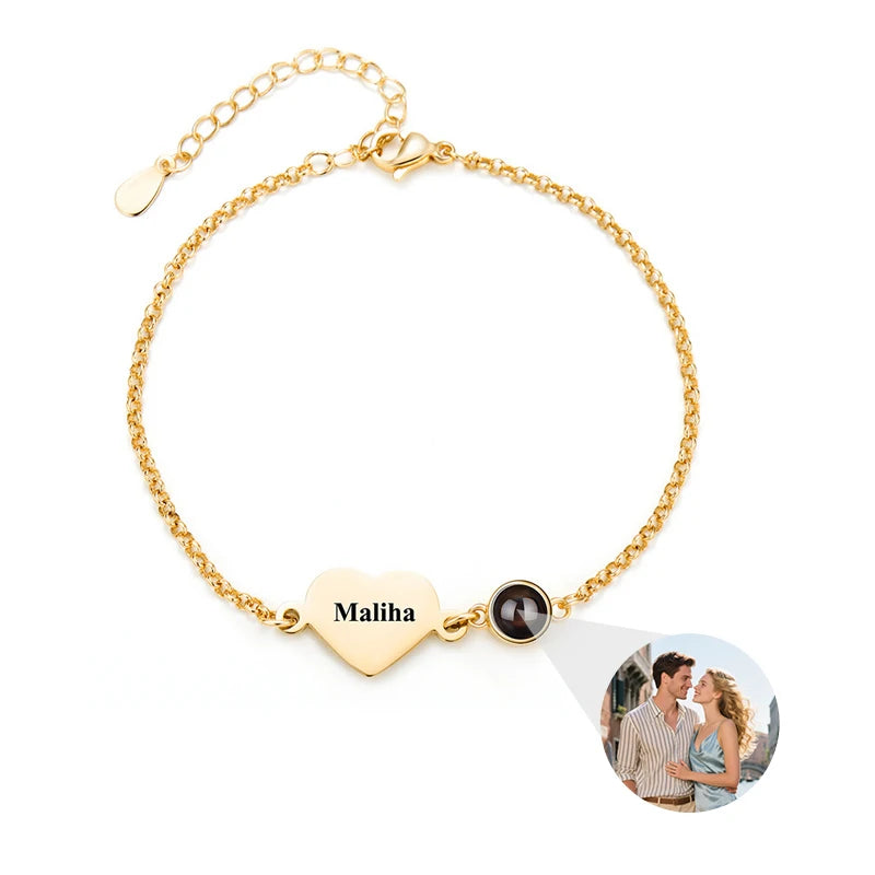 💖 Personalisiertes Foto Armband mit Name – 📸 Projektionsarmband mit Bild im Inneren – 🎁 Emotionales Geschenk für Frauen & beste Freunde